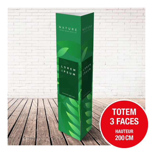 Totem 3 faces hauteur 200 cm